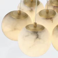 Duża lampa wisząca Kepler - 7 źródeł światła - Szczotkowane złoto