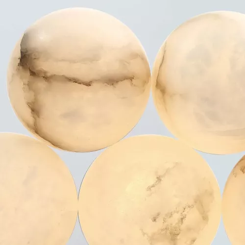 Duża lampa wisząca Kepler - 7 źródeł światła - Szczotkowane złoto