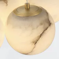 Duża lampa wisząca Kepler - 7 źródeł światła - Szczotkowane złoto