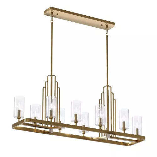 Lampa wyspowa Kimrose - 10 źródeł światła - Szczotkowany naturalny mosiądz