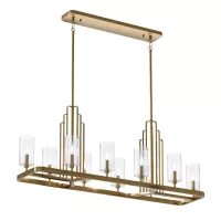 Lampa wyspowa Kimrose - 10 źródeł światła - Szczotkowany naturalny mosiądz