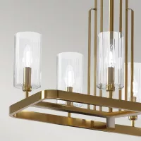 Lampa wyspowa Kimrose - 10 źródeł światła - Szczotkowany naturalny mosiądz