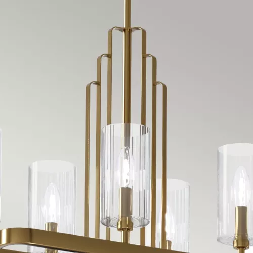 Lampa wyspowa Kimrose - 10 źródeł światła - Szczotkowany naturalny mosiądz