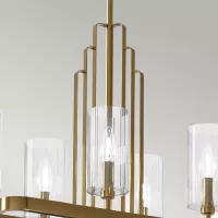 Lampa wyspowa Kimrose - 10 źródeł światła - Szczotkowany naturalny mosiądz