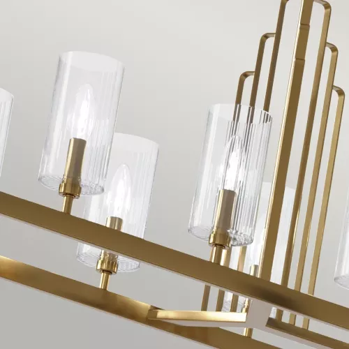 Lampa wyspowa Kimrose - 10 źródeł światła - Szczotkowany naturalny mosiądz