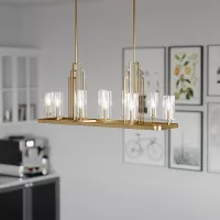 Lampa wyspowa Kimrose - 10 źródeł światła - Szczotkowany naturalny mosiądz