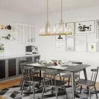 Lampa wyspowa Kimrose - 10 źródeł światła - Szczotkowany naturalny mosiądz