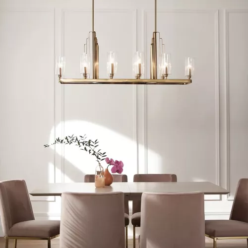 Lampa wyspowa Kimrose - 10 źródeł światła - Szczotkowany naturalny mosiądz