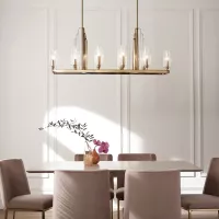 Lampa wyspowa Kimrose - 10 źródeł światła - Szczotkowany naturalny mosiądz