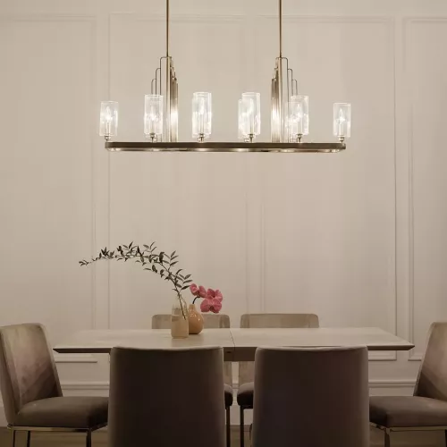 Lampa wyspowa Kimrose - 10 źródeł światła - Szczotkowany naturalny mosiądz