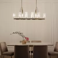 Lampa wyspowa Kimrose - 10 źródeł światła - Szczotkowany naturalny mosiądz