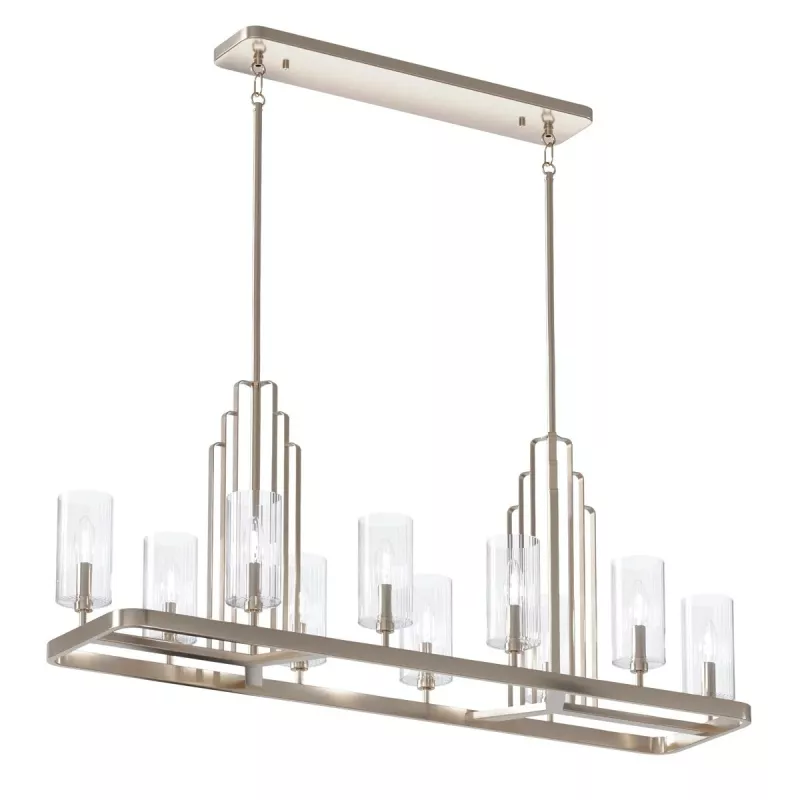 Lampa wyspowa Kimrose - 10 źródeł światła - Polerowany nikiel