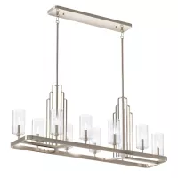 Lampa wyspowa Kimrose - 10 źródeł światła - Polerowany nikiel