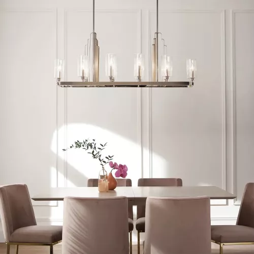 Lampa wyspowa Kimrose - 10 źródeł światła - Polerowany nikiel