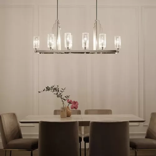 Lampa wyspowa Kimrose - 10 źródeł światła - Polerowany nikiel
