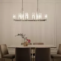 Lampa wyspowa Kimrose - 10 źródeł światła - Polerowany nikiel