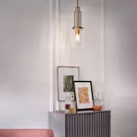 Lampa wisząca Kimrose - 1 źródło światła - Szczotkowany naturalny mosiądz