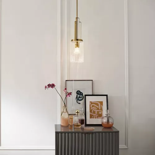 Lampa wisząca Kimrose - 1 źródło światła - Szczotkowany naturalny mosiądz