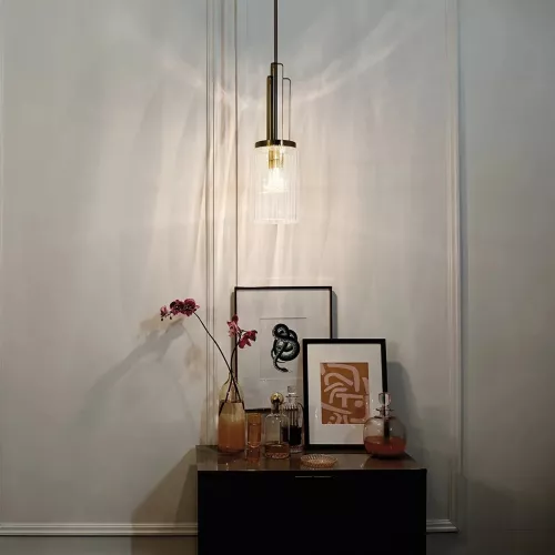 Lampa wisząca Kimrose - 1 źródło światła - Szczotkowany naturalny mosiądz