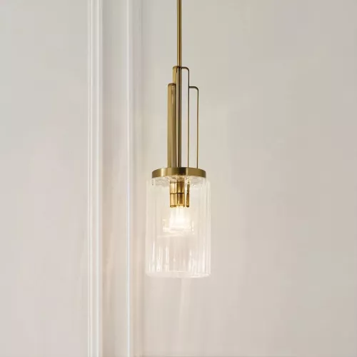 Lampa wisząca Kimrose - 1 źródło światła - Szczotkowany naturalny mosiądz