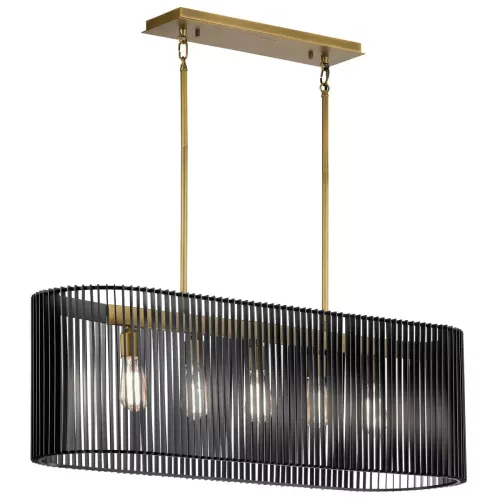 Lampa wyspowa Linara - 5 źródeł światła - Czarny, naturalny mosiądz