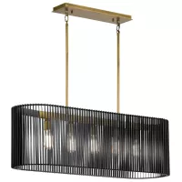 Lampa wyspowa Linara - 5 źródeł światła - Czarny, naturalny mosiądz