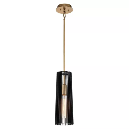 Lampa wisząca Linara - 1 źródło światła - Czarny, naturalny mosiądz