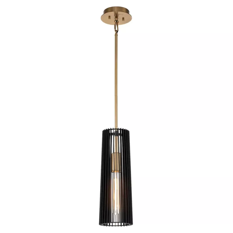 Lampa wisząca Linara - 1 źródło światła - Czarny, naturalny mosiądz