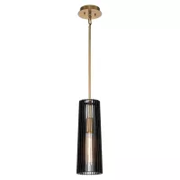 Lampa wisząca Linara - 1 źródło światła - Czarny, naturalny mosiądz