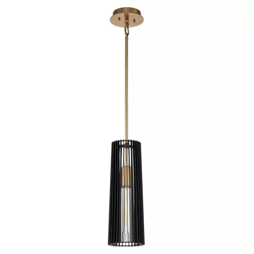 Lampa wisząca Linara - 1 źródło światła - Czarny, naturalny mosiądz