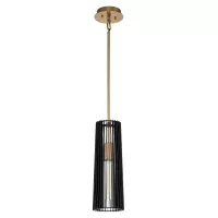 Lampa wisząca Linara - 1 źródło światła - Czarny, naturalny mosiądz