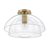 Lampa wisząca / półplafon Lotus - 1 źródło światła - Klasyczny mosiądz