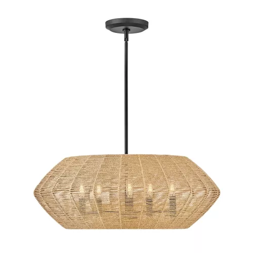 Lampa wisząca Luca - 5 źródeł światła - Czarny, karmelowy beż