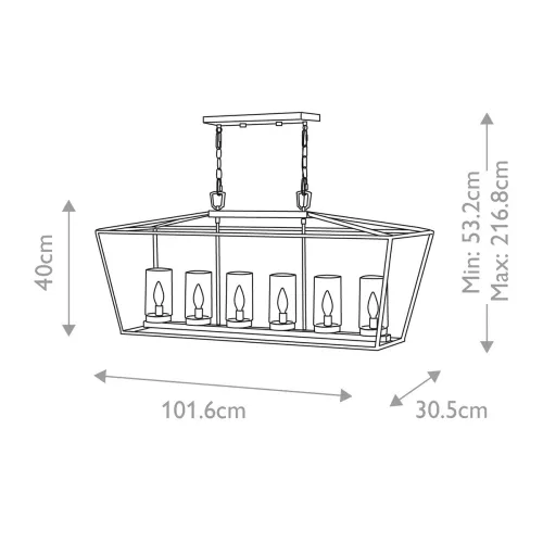 Lampa wyspowa Alford Place - 6 źródeł światła - Muzealna czerń