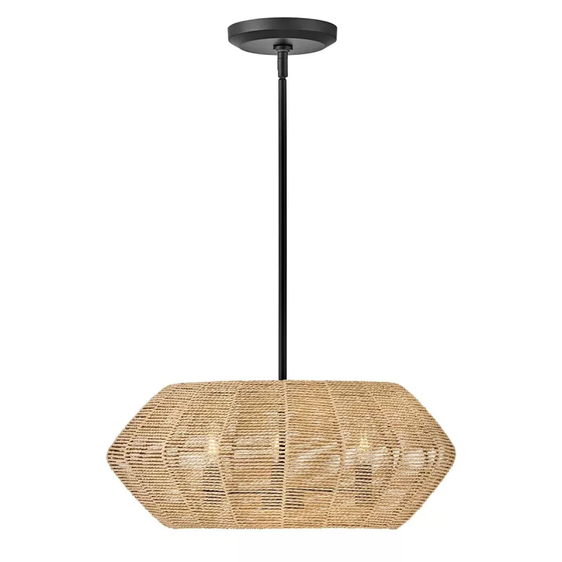 Lampa wisząca Luca - 3 źródła światła - Czarny, karmelowy beż