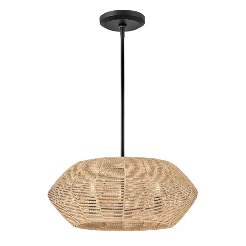 Lampa wisząca Luca - 3 źródła światła - Czarny, karmelowy beż