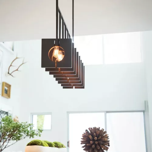 Lampa wyspowa Ludlow - 8 źródeł światła - Szczotkowany grafit