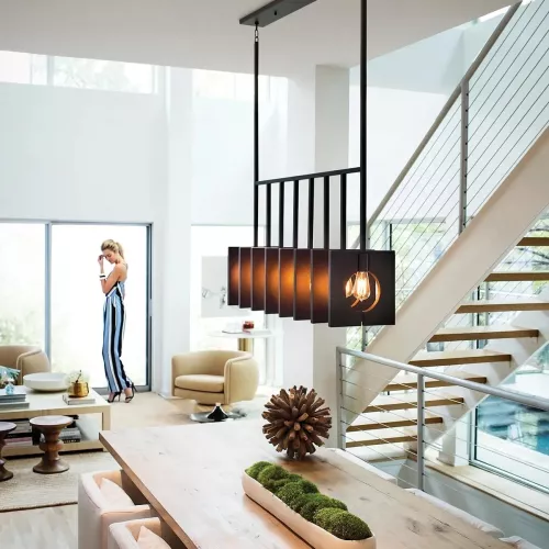 Lampa wyspowa Ludlow - 8 źródeł światła - Szczotkowany grafit