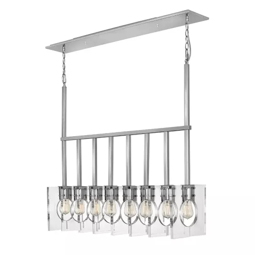 Lampa wyspowa Ludlow - 8 źródeł światła - Polerowany nikiel