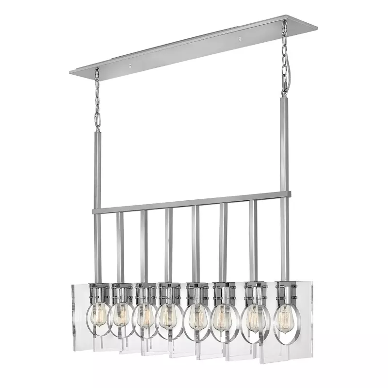 Lampa wyspowa Ludlow - 8 źródeł światła - Polerowany nikiel