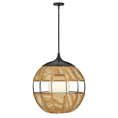 Średnia lampa wisząca Maddox - 1 źródło światła - Czarny, karmelowy beż