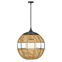 Średnia lampa wisząca Maddox - 1 źródło światła - Czarny, karmelowy beż