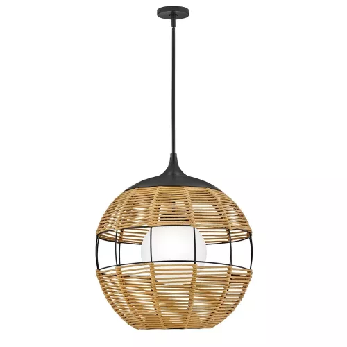 Średnia lampa wisząca Maddox - 1 źródło światła - Czarny, karmelowy beż