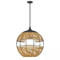 Średnia lampa wisząca Maddox - 1 źródło światła - Czarny, karmelowy beż