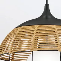 Średnia lampa wisząca Maddox - 1 źródło światła - Czarny, karmelowy beż