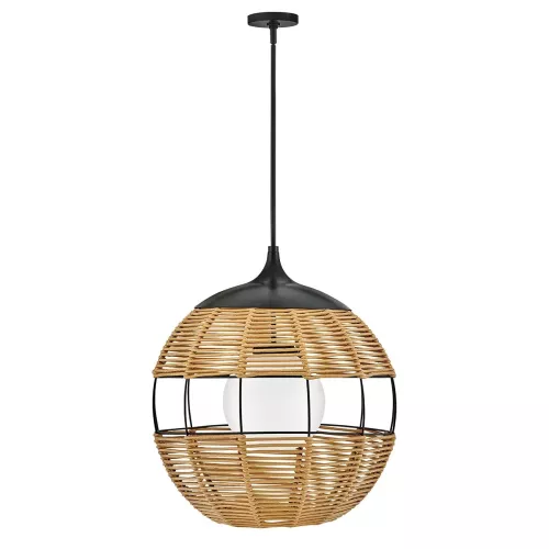 Średnia lampa wisząca Maddox - 1 źródło światła - Czarny, karmelowy beż