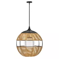 Średnia lampa wisząca Maddox - 1 źródło światła - Czarny, karmelowy beż