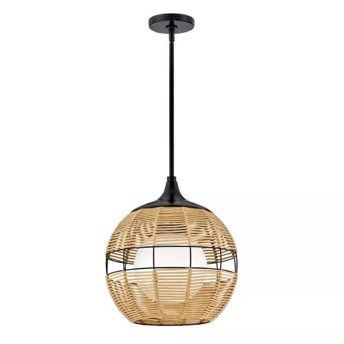 Mała lampa wisząca Maddox - 1 źródło światła - Czarny, karmelowy beż