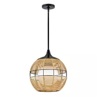 Mała lampa wisząca Maddox - 1 źródło światła - Czarny, karmelowy beż