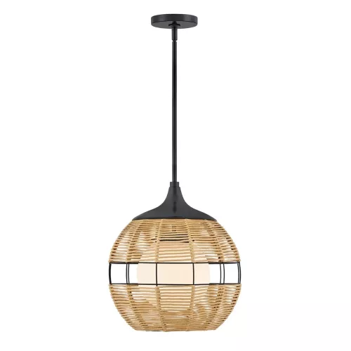 Mała lampa wisząca Maddox - 1 źródło światła - Czarny, karmelowy beż
